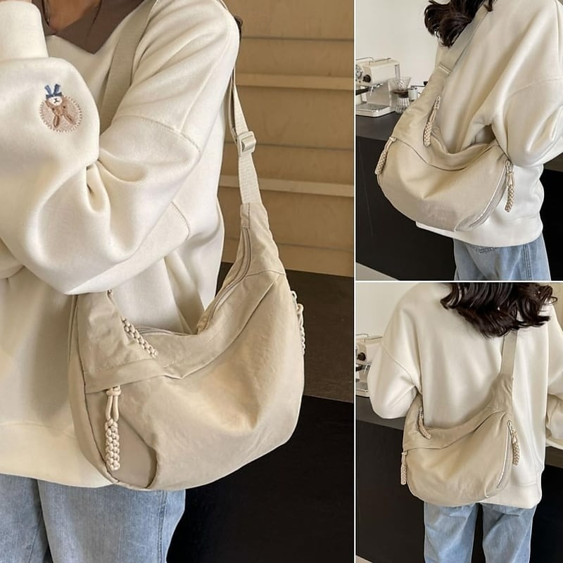 Dámská módní jednobarevná nylonová crossbody kabelka hobo, vodotěsná, lehká, ležérní, taška přes rameno, stylová, vysoce kvalitní, odolná, moderní, každodenní kabelka 2025 - $18.99 –P6