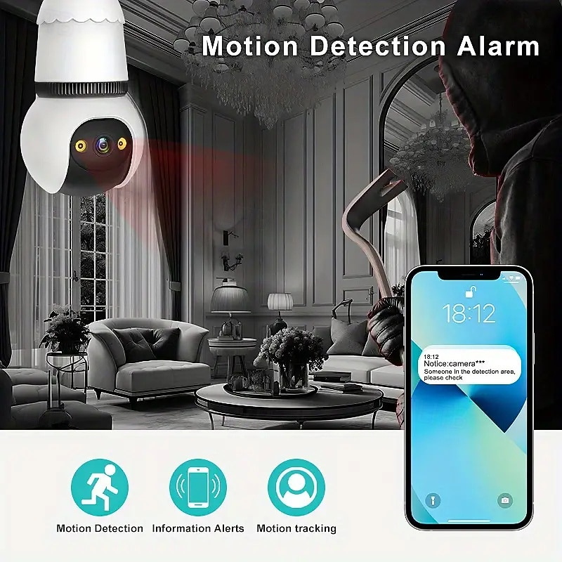 4-megapixel Bulb-style Surveillance Camera  Wifi 2k Surveillance Camera Wireless Outdoor/Indoor Full-color Day/Night Type Easy To Install Motion Detection Full-color Night Vision 2026 - $31.99 –P2