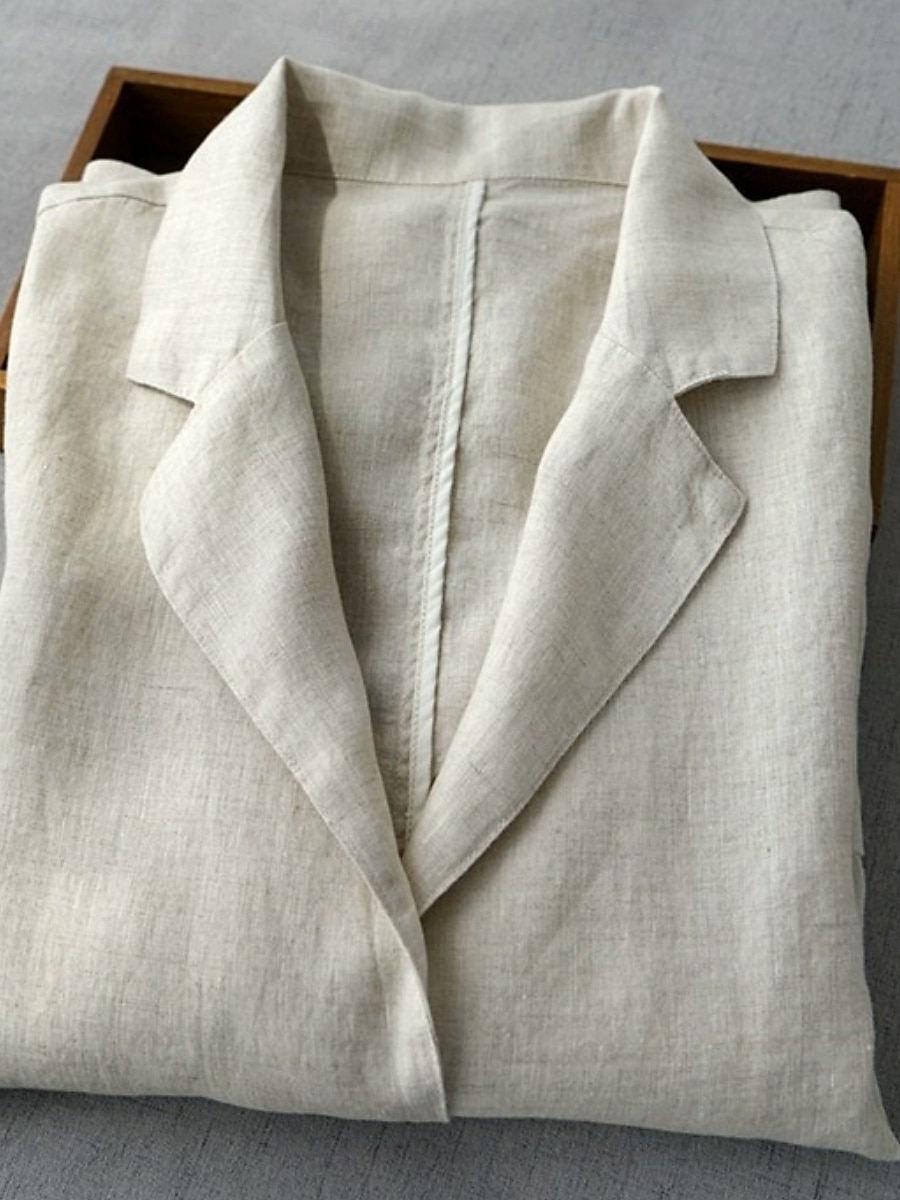 Damen Blazer Bequem Atmungsaktiv Tasche Knöpfe Mode Täglich Einfach Outdoor Lässig Täglich Einreihig Regulär Revers Normale Passform Langarm Oberbekleidung Marineblau Beige Frühling Herbst 2025 - $24.99 –P5
