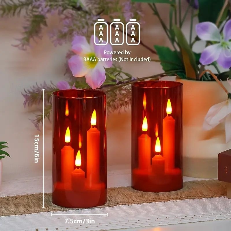 2026年 2個アクリルフレームレスキャンドルライトバッテリー駆動キャンドルスタンドライトウェディングパーティーファミリーディナーの雰囲気ホリデー装飾用  コレクション – $21.99 –P17
