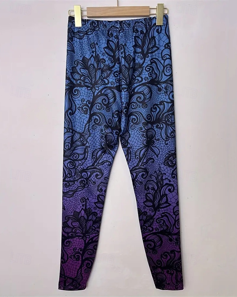 Mulheres Calças Leggings Leggings aconchegantes Roupa de rua Casual Comprimento total Cintura Alta Floral Cintura elástica Imprimir Respirabilidade Confortável Com Stretch Férias Rua Roupa Diária Azul de 2025 por $18.99 –P3