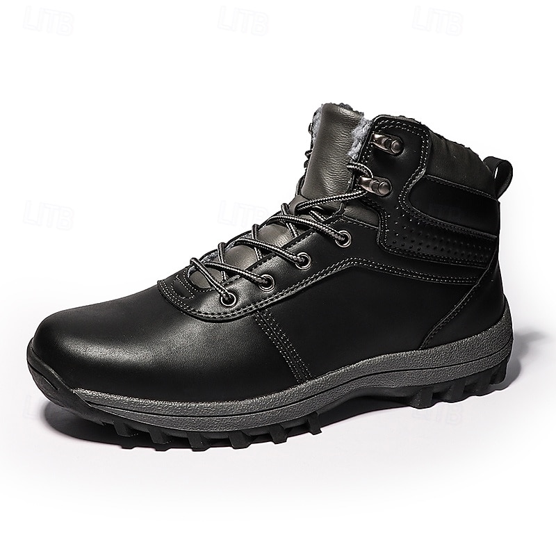 Botas de trabajo clásicas con cordones de piel sintética color tostado para hombre: botines de seguridad duraderos para exteriores, construcción, senderismo y uso diario. 2025 - $46.99 –P1