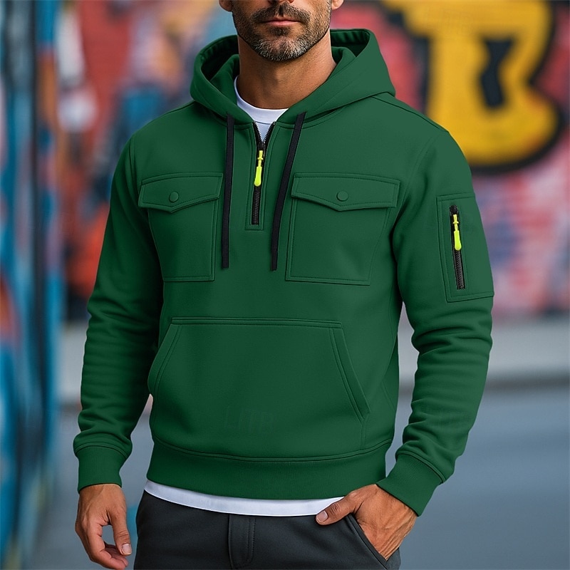 Per uomo Felpa con cappuccio Felpa con cappuccio a zip intera Felpa con cappuccio in pile Felpa con cappuccio tattica Nero Bianco Verde militare Rosso Borgogna Con Cappuccio Semplice Cerniera Tasca del 2025 a $27.99 –P6