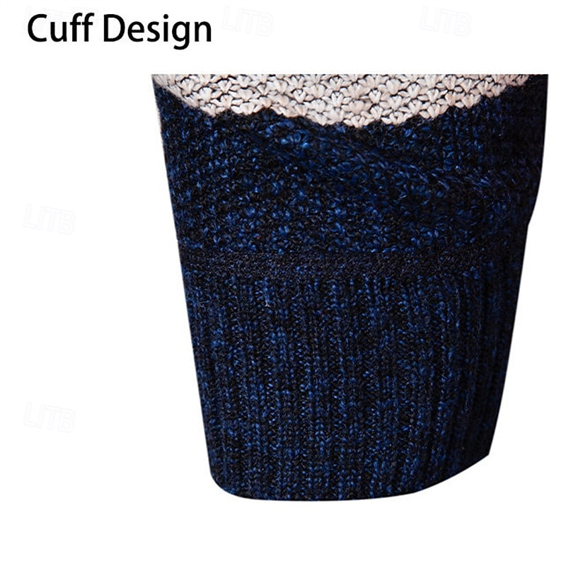 Men's Pullover Sweater Jumper Knit Sweater Ribbed Knit Regular Tops Knitted Stripe Quarter Zip Fashion Basic Vacation Daily Wear Clothing Apparel Fall Winter Navy Blue Green S M L 2025 - $26.99 –P12