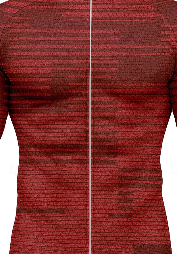 Voor heren Tops Wielrenshirt Grafisch Geometrisch Abstract Lange mouw Fietsen Shirt Kleding Bovenlichaam met 3 achterzakken Zon Zonbescherming Sneldrogend Reflecterende strips Sport Rood Kleding 2025 - $34.99 –P3