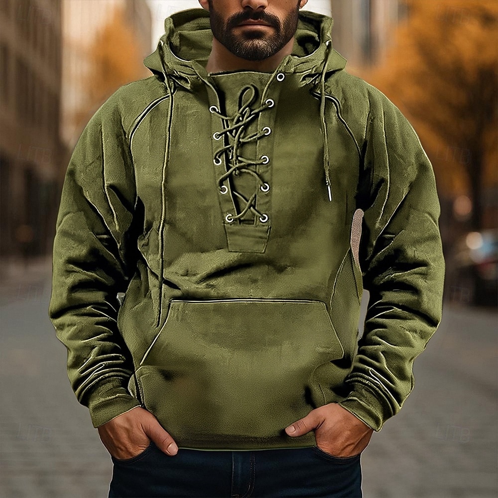 Per uomo Felpa con cappuccio Nero Verde militare Blu Cachi Grigio Con Cappuccio Semplice Allacciato Tasca Sport & Outdoor Quotidiano Ferie Poliestere Streetwear Essenziale Casual Primavera Autunno del 2026 a $36.99 –P1