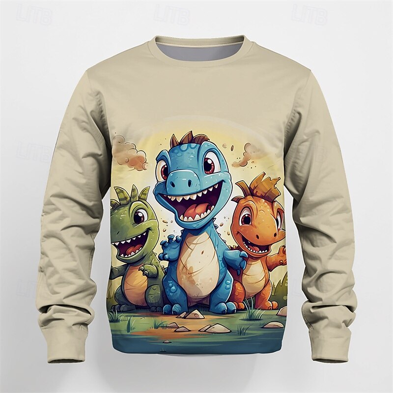 Pojkar 3D Dinosaurie Tröja Långärmad Vår Höst Mode Grundläggande Barn 4-12 år Rund hals Utomhus Ledigt Dagligen Normal 2025 - $17.49 –P7
