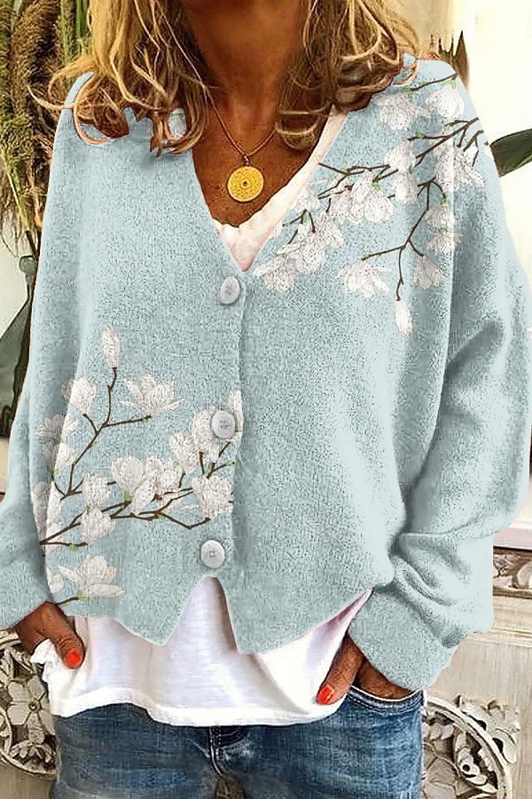 Damen Strickjacke Pullover Mit Wabenstruktur Knopfleiste V-Ausschnitt Langarm Leicht Elegant Streetwear Grafisch Geometrisch Knopfprint Tops Strick Outdoor Alltag Wochenende Marineblau Blau Frühling 2025 - $28.99 –P5