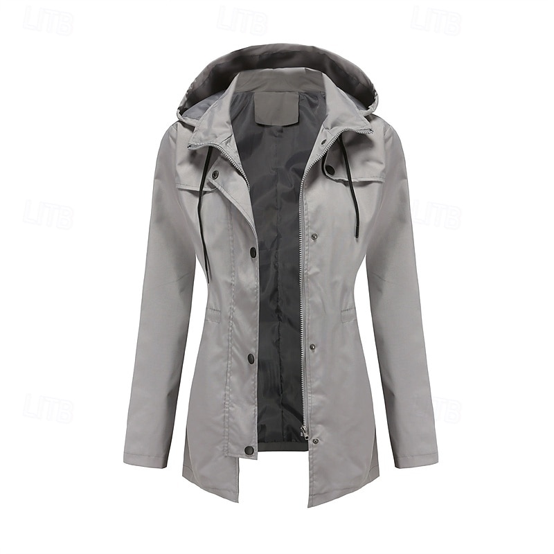 Mulheres Jaqueta casual Jaquetas de chuva impermeáveis Capas de chuva Prova-de-Água A Prova de Vento Zíper Bolsos Moda Ao ar livre Tecido Para Noite Final de semana Zíper Padrão Com Capuz Normal de 2025 por $34.99 –P10