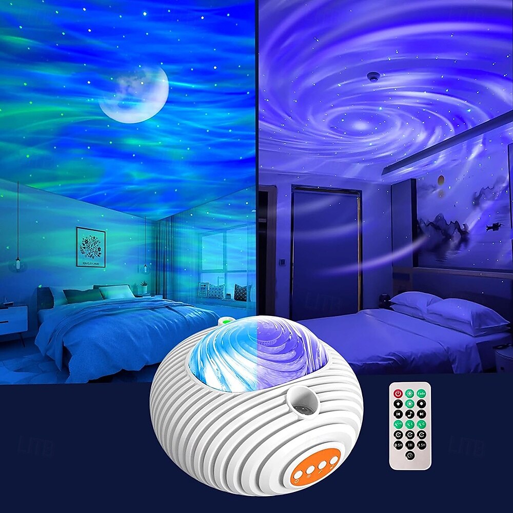 Sternenprojektor mit Doppeleffekt, Nachtlicht, Aurora- und Mondgalaxieprojektor fürs Schlafzimmer, 14 Farben und weißes Rauschen, Projektorlicht-Timer &Fernbedienung für Kinder Erwachsene Zimmer Dekor 2025 - $48.99 –P1