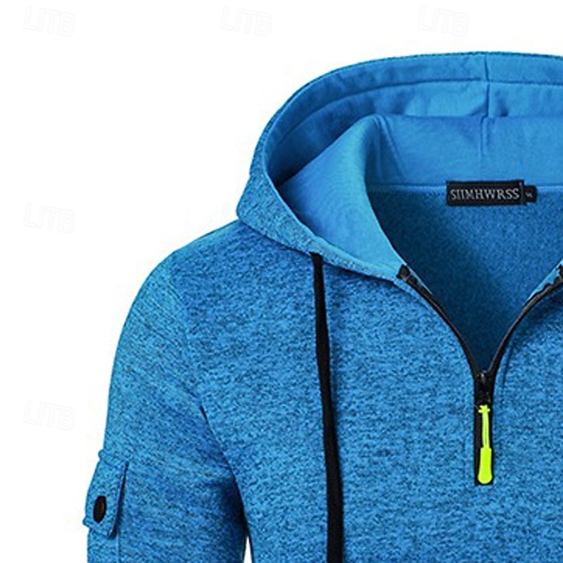 Per uomo Felpa con cappuccio Felpa con cappuccio e zip corta Felpa con cappuccio in pile Felpa con cappuccio tattica Nero Borgogna Blu marino Blu Grigio Con Cappuccio Semplice Cerniera Sport del 2025 a $23.99 –P6