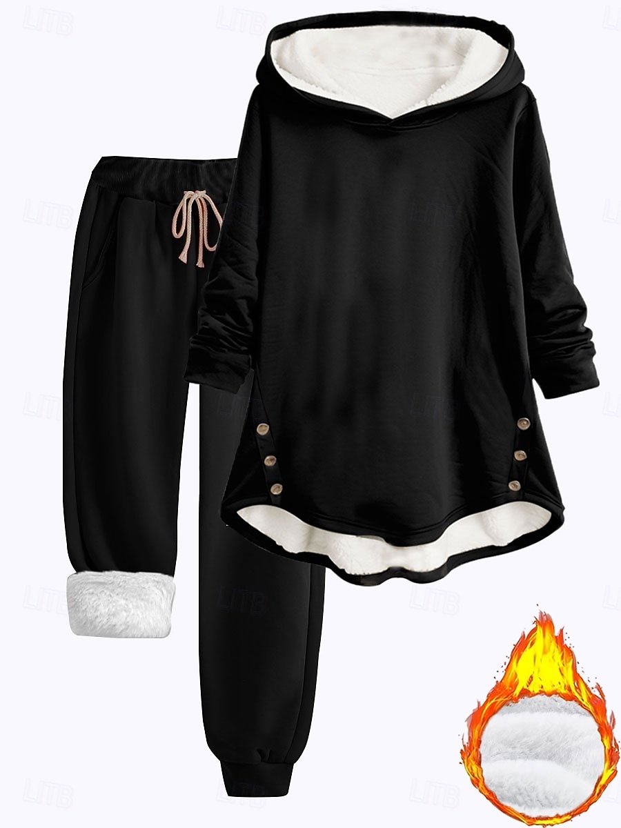 Femmes Chaud Quotidien Ensembles deux pièces Survêtement Ensembles de Pantalons manche longue À capuche Graphique Uni Cordon de serrage Imprimé Occasionnel Quotidien Noir Gris foncé Bleu Automne de 2025 ? $45.99 –P3