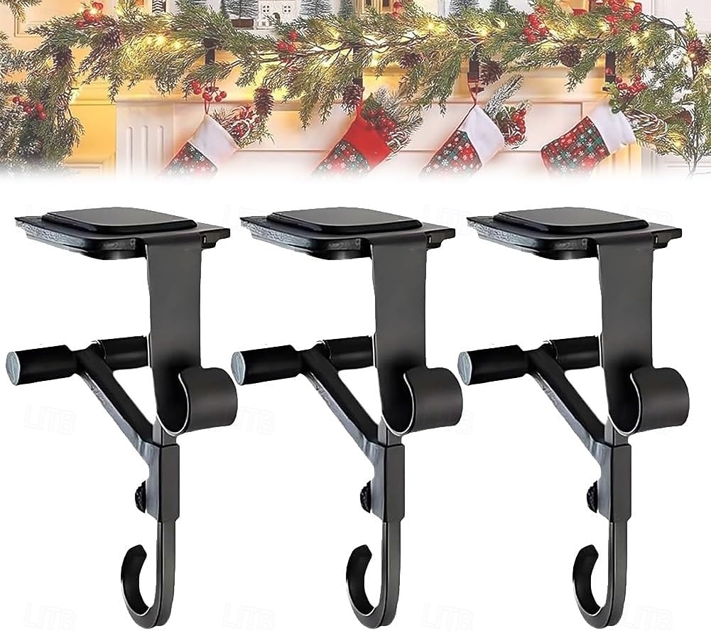 Adjustable Christmas Garland and Stocking Hanger 2 In 1 Fireplace Hanger, Metal Christmas Stocking Holder, No Drill, Fits 0.5" to 8.5" Mantles, Holds Up to 20 Lbs 2025 - $18.99 –P1