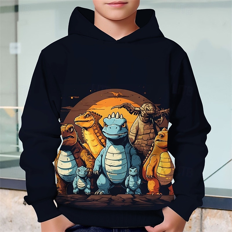 Pojkar 3D Dinosaurie Huvtröja Långärmad Vår Höst Mode Streetwear Barn 4-12 år Huva Utomhus Ledigt Dagligen Normal 2025 - $18.99 –P10