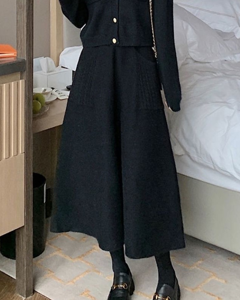 Femmes Jupe Occasionnel Maxi Taille Basse Jupes Uni Avec Poches Micro-Élastique Vacances Sortir Chameau Noir Automne Polyester de 2025 ? $20.99 –P12