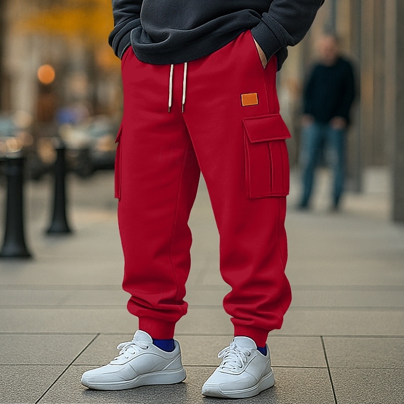 Ανδρικά Αθλητικές Φόρμες Παντελόνι Fleece Τζόγκκερ Παντελόνια Φορτ παντελόνι Cargo Κορδόνι Ελαστική μέση Πολλαπλή τσέπη Σκέτο Ύγρανση Αναπνέει Πλήρες μήκος ΕΞΩΤΕΡΙΚΟΥ ΧΩΡΟΥ Causal Καθημερινά 2025 - $22.99 –P5