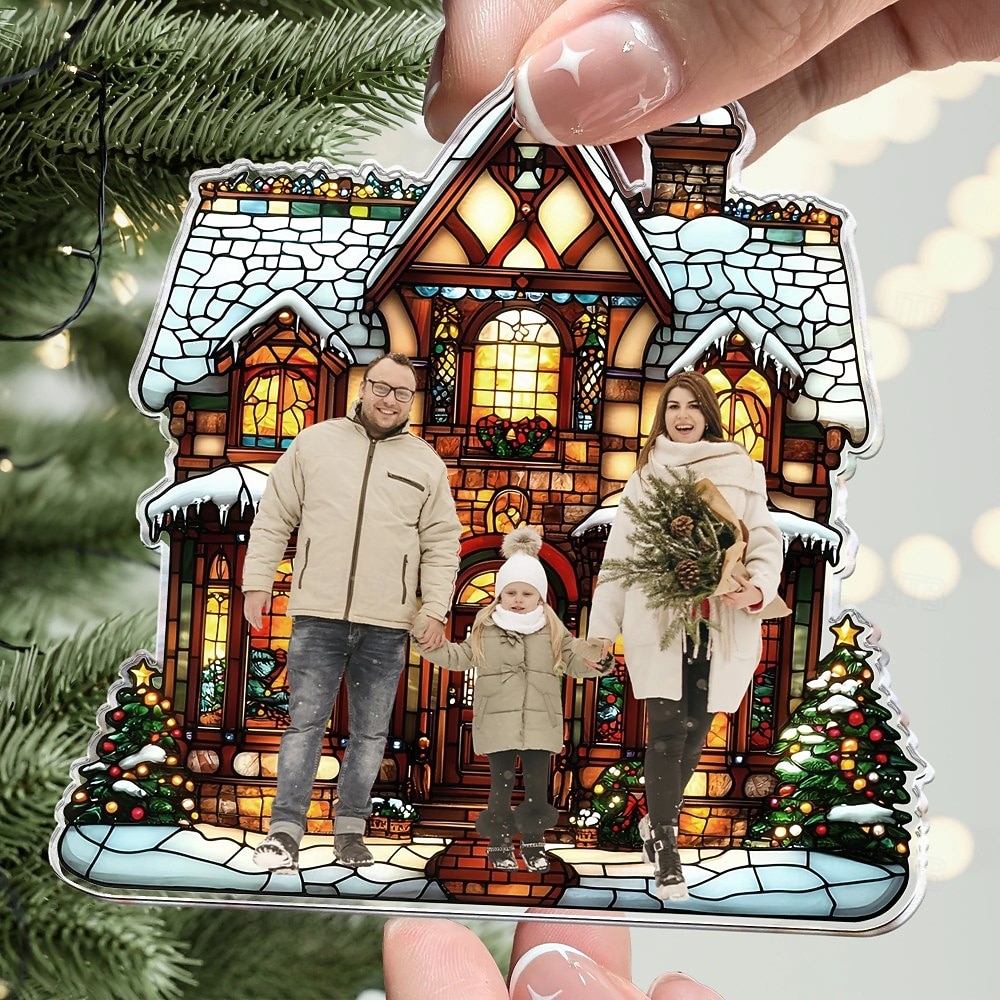 Personliga familjefoto julgransprydnader i akryl 2D anpassade julklappsidéer för familj/par julgransprydnader dekoration hängande hänge 2025 - $10.99 –P3