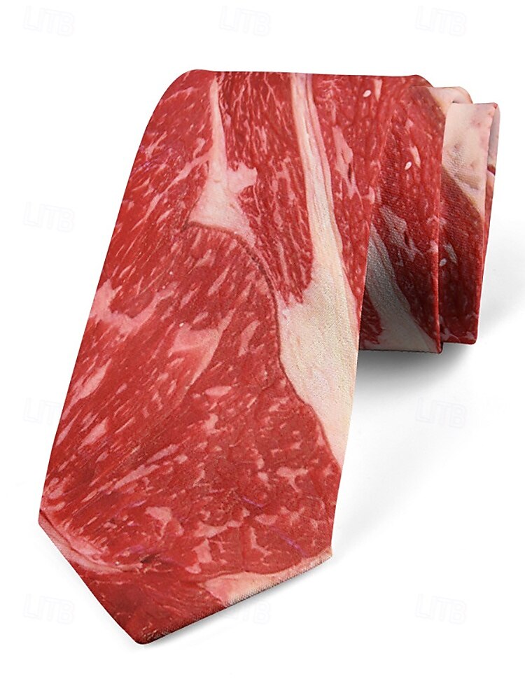 Herren-Halloween-Krawatte mit Fleisch-Print – lustiges und einzigartiges Steak- und Speck-Design, perfekt für Halloween-Partys und Kostümveranstaltungen 2025 - $11.99 –P5