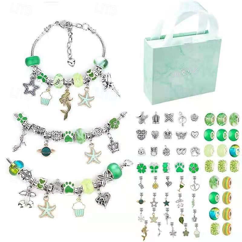 Conjunto de pulseiras de cristal faça você mesmo para crianças, kit para fazer joias com miçangas, design de desenho animado rosa, pulseira com pingentes artesanais, acessórios com caixa de presente de 2025 por $19.99 –P9