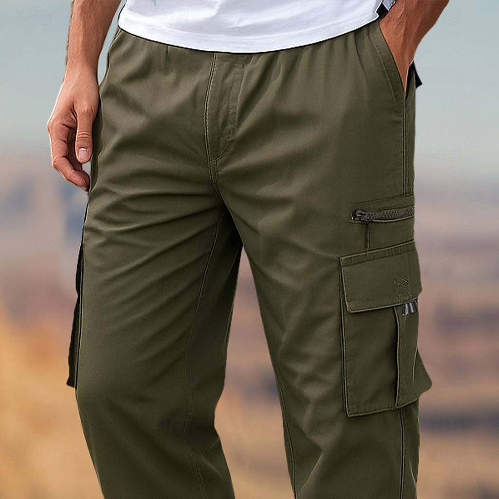 Voor heren Cargohosen Cargo-broek Vechtbroek Zak met rits Effen Kleur Effen Sneldrogend Lichtgewicht Volledige lengte Buiten Casual Dagelijks Vakantie Etnische stijl Zwart Leger Groen 2026 - $22.99 –P2