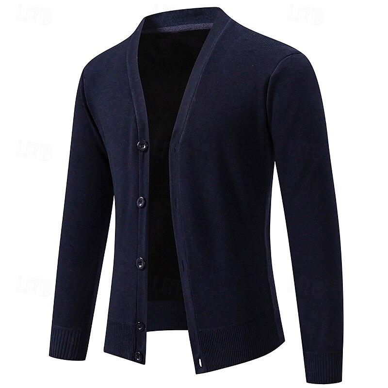 Herren Pullover Kleid Pullover Strickjacke Strickpullover Gerippt Stricken Kurz Gestrickt Gerippt Einfach V Ausschnitt Mode Schals Lässig Alltagskleidung Bekleidung Frühling Herbst Schwarz Marineblau 2025 - $25.99 –P5