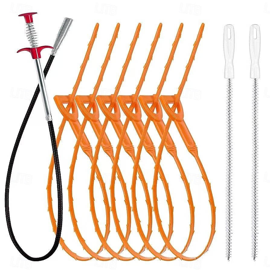 9 ganci per la pulizia del lavello e dello scarico della cucina, strumenti per la rimozione di capelli e intasamenti per lavello, WC e tubi, set di strumenti manuali per la disostruzione degli del 2025 a $13.99 –P3