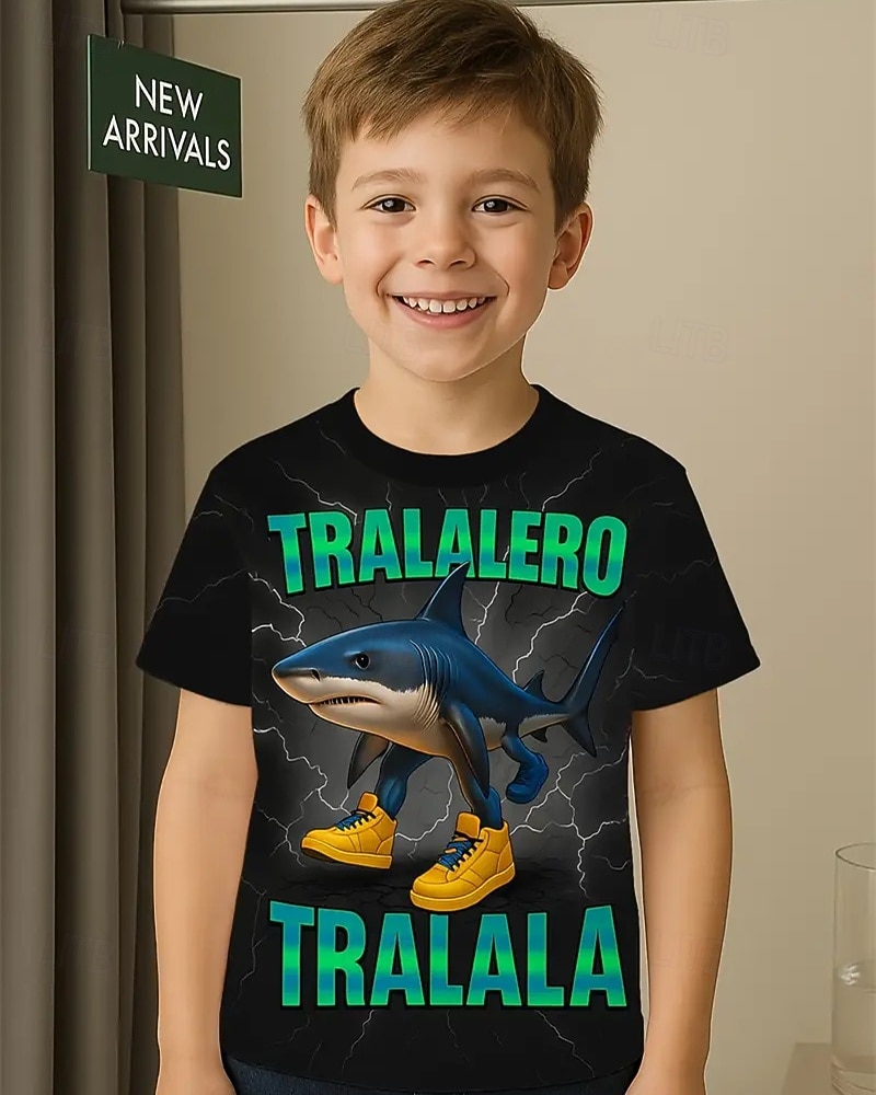 T-shirt graphique pour garçon Tralalero Tralala Shark - T-shirt d'été décontracté violet vif avec requin imprimé en 3D &Baskets design respirant col rond manches courtes haut pour un usage quotidien de 2025 ? $11.99 –P9