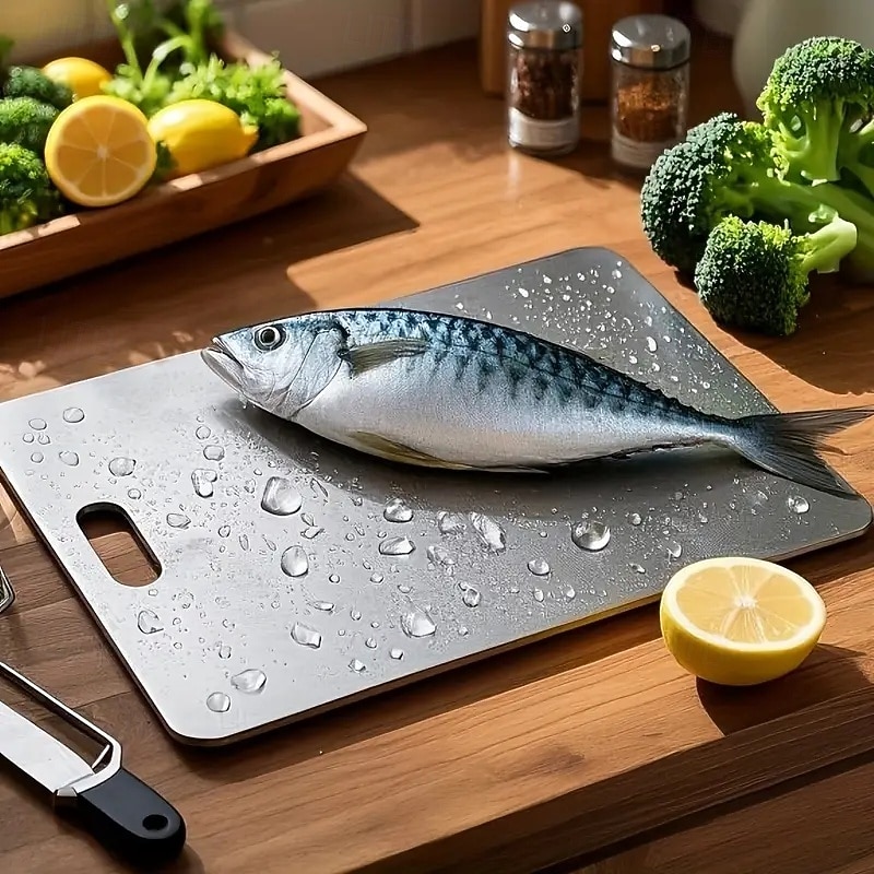 Premium Titanium Alloy Cutting Boards Double-Sided Food-Grade Titanium Cutting Boards for Kitchen Dishwasher Safe Camping Charcuterie Cutting Board Mat for Fruit, Meat & Outdoor BBQ Party 2025 - $9.99 –P3