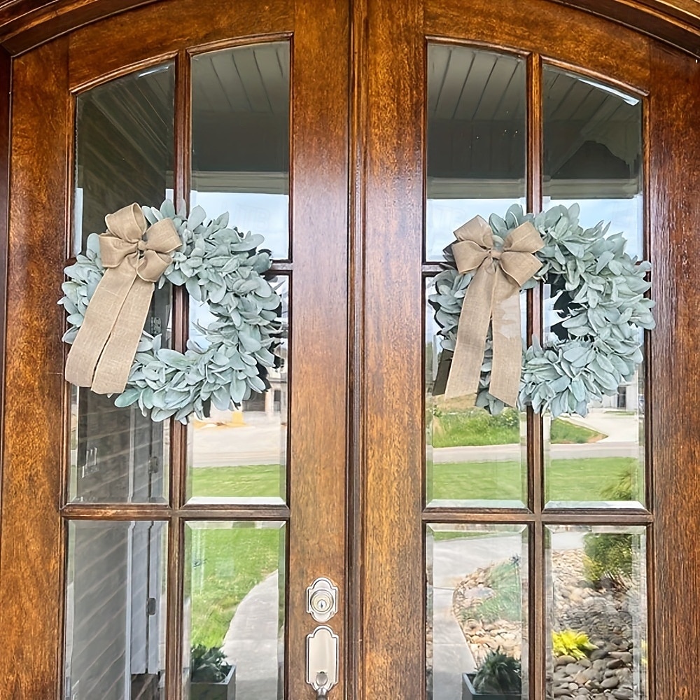 2026年 玄関用のクリスマスリース、人工の緑の羊の耳の葉のガーランド、フェイク植物のつる、庭のドアの吊り下げ、リビングルームと窓の壁の装飾  コレクション – $31.99 –P7