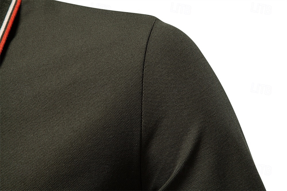 Hombre Polo Trabajo Negocio Cuello Vuelto Manga Larga Ocio Cómodo Plano Bloque de Color Puro Todas las Temporadas Ajuste regular Rojo rubí Negro Blanco Azul Marino Oscuro Gris claro Verde Ejército 2026 - $22.99 –P6