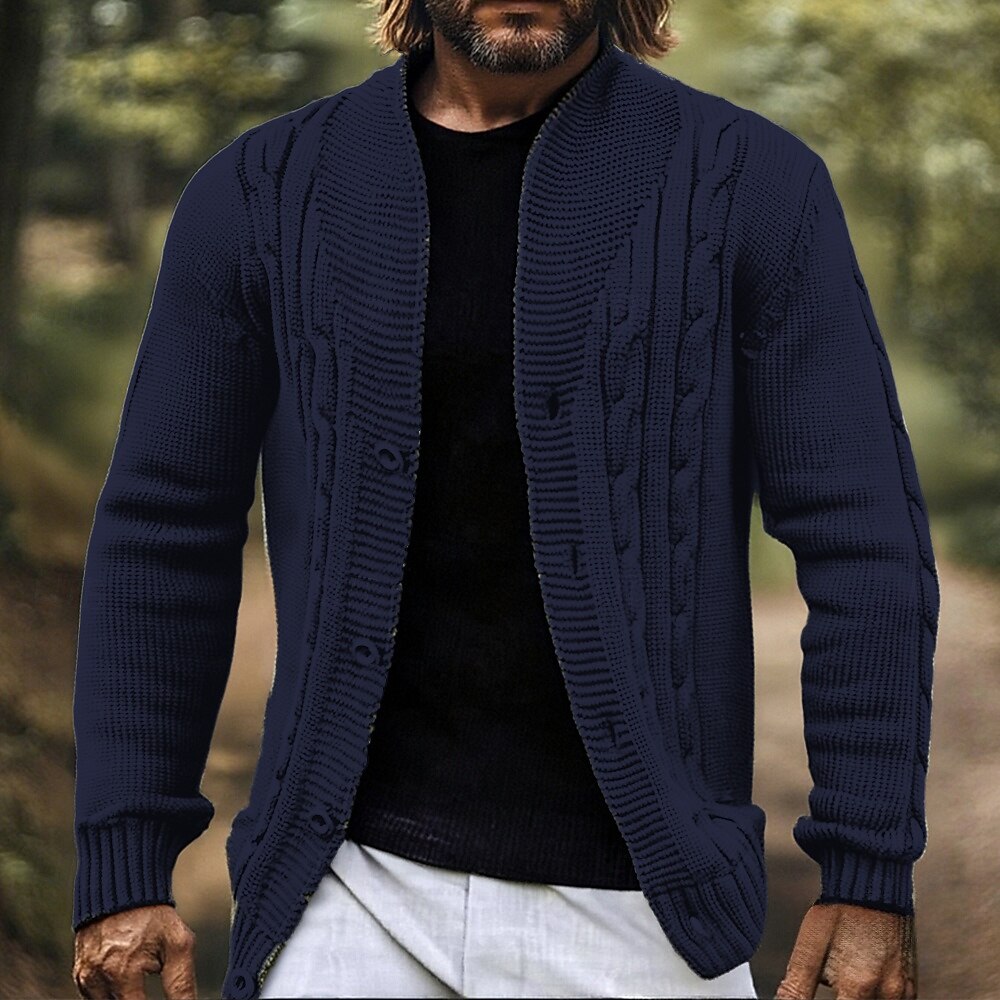 Herren Strickjacke Kurzer Pullover Strickpullover Gerippt Kurz gestrickt Stricken Normale Oberteile Stricken Kabel Einfarbig Stehkragen Mode Klassisch Urlaub Alltagskleidung Bekleidung Herbst Winter 2026 - $50.99 –P6