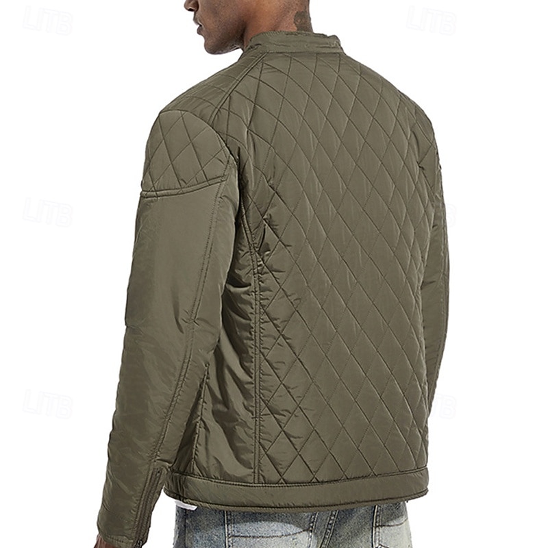 Herr Vinterkappa Quiltad jacka Anorak Ficka Polyester Semester Dagliga kläder Datum Normal Mode Ledigt Bekväm Håller värmen Vinter Enfärgad / vanlig färg Svart Kaki Armégrön Mörkblå Pufferjacka 2025 - $57.99 –P14