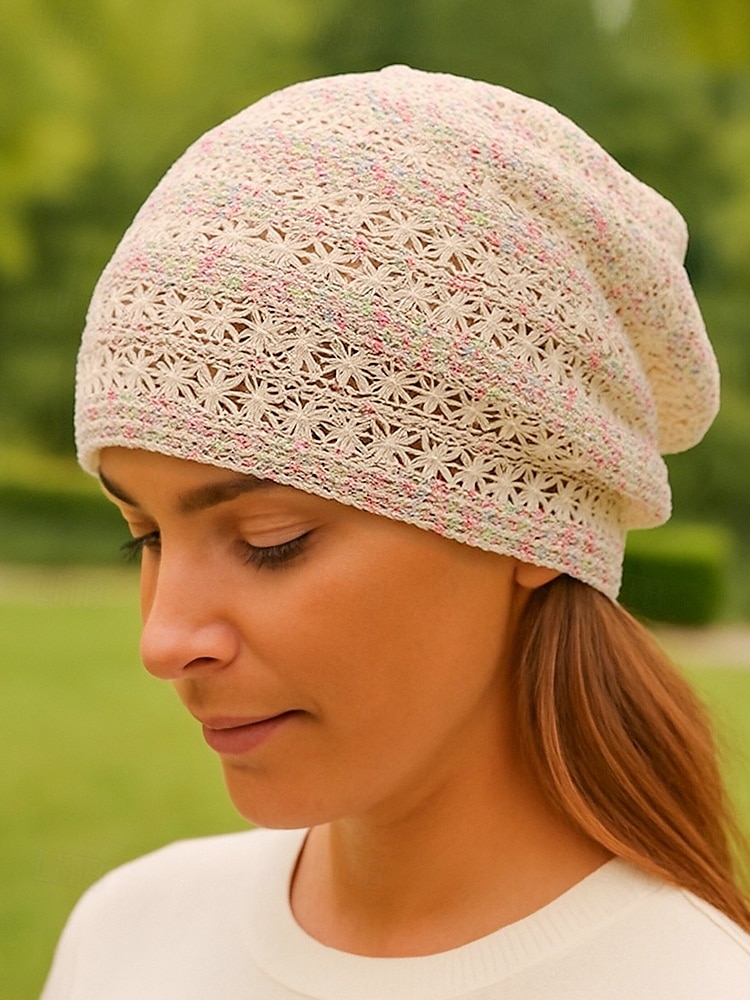 Bonnet ample en tricot de dentelle pour femme – bonnet en polyester léger et respirant pour le printemps, l'automne, les promenades en plein air et les tenues décontractées quotidiennes de 2025 ? $5.99 –P3
