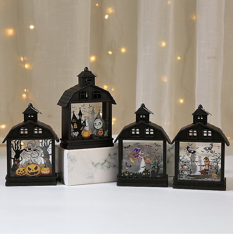 1 ks 14,5 * 9,9 cm halloweenská LED elektronická svíčka, větrná lucerna, dýně, čarodějnice, lebka, strašák, vnitřní a venkovní restaurace, ložnice, halloweenská festivalová atmosféra, dekorativní 2025 - $4.99 –P12