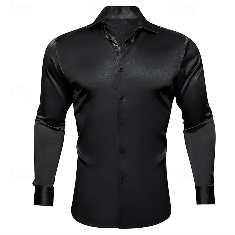 Per uomo Camicia Come la seta Camicia in raso Camicia elegante Camicia casual Camicia con Bottoni Semplice Formale Matrimonio Nero Bianco Giallo Rosso Manica Lunga Bavero Primavera & Autunno Tutte le del 2025 a $21.99 –P5