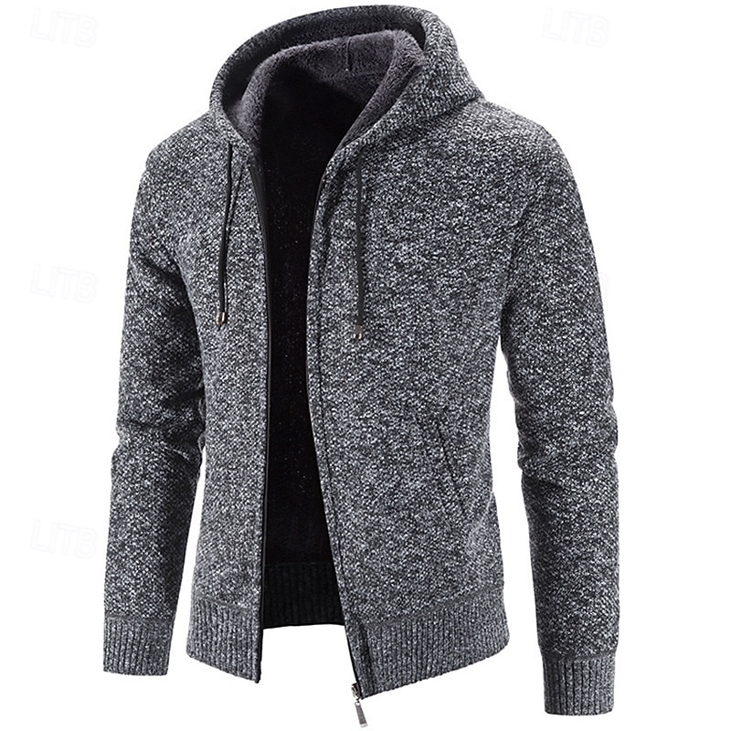 Herren Pullover Kleid Pullover Strickjacke Reißverschluss-Pullover Strickpullover Gerippt Stricken Normale Oberteile Gestrickt Gerippt Einfach Mit Kapuze Mode Schals Geschäft Lässig Bekleidung Herbst 2025 - $25.99 –P5