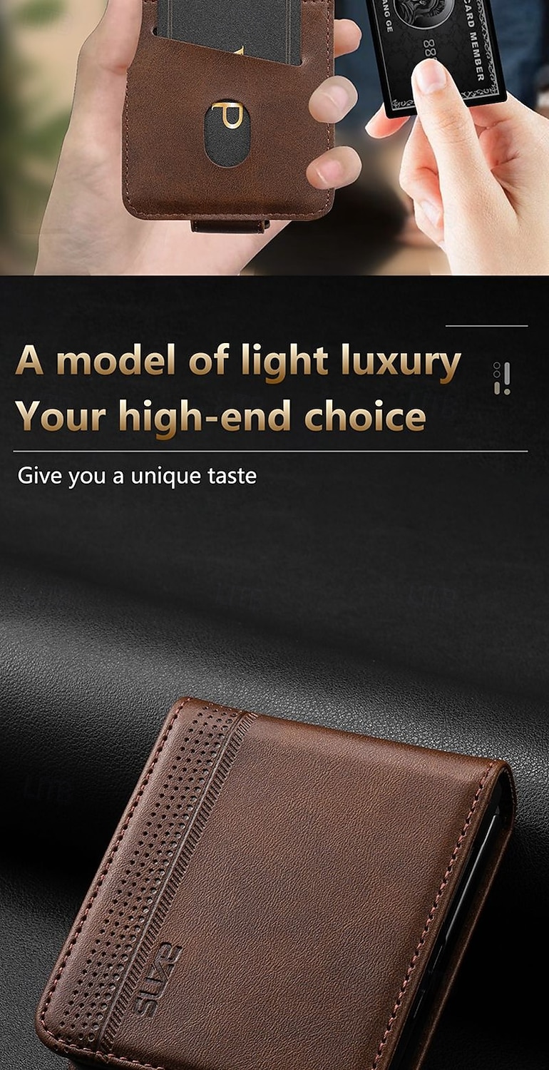 Phone Case For Samsung Galaxy Z Flip 7 Z Flip 6 Z Flip 5 Z Flip 4 Back Cover Card Slot Shockproof Retro TPU PU Leather 2026 - $13.99 –P6