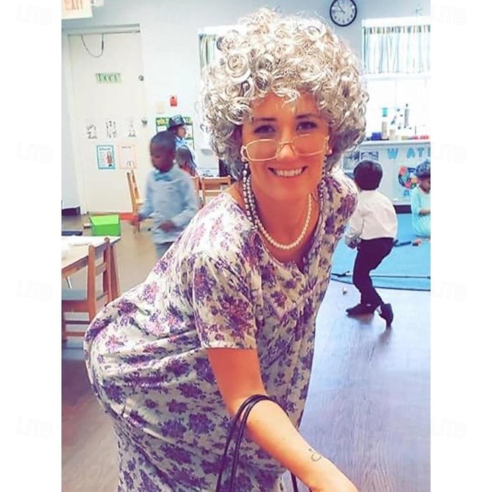 Короткие парики с пикси для женщин пожилого возраста, серебристо-серые многослойные парики с челкой, синтетические волнистые кудрявые парики для пожилых женщин, на каждый день, для вечеринок, для 2026 - zł81.98 –P2