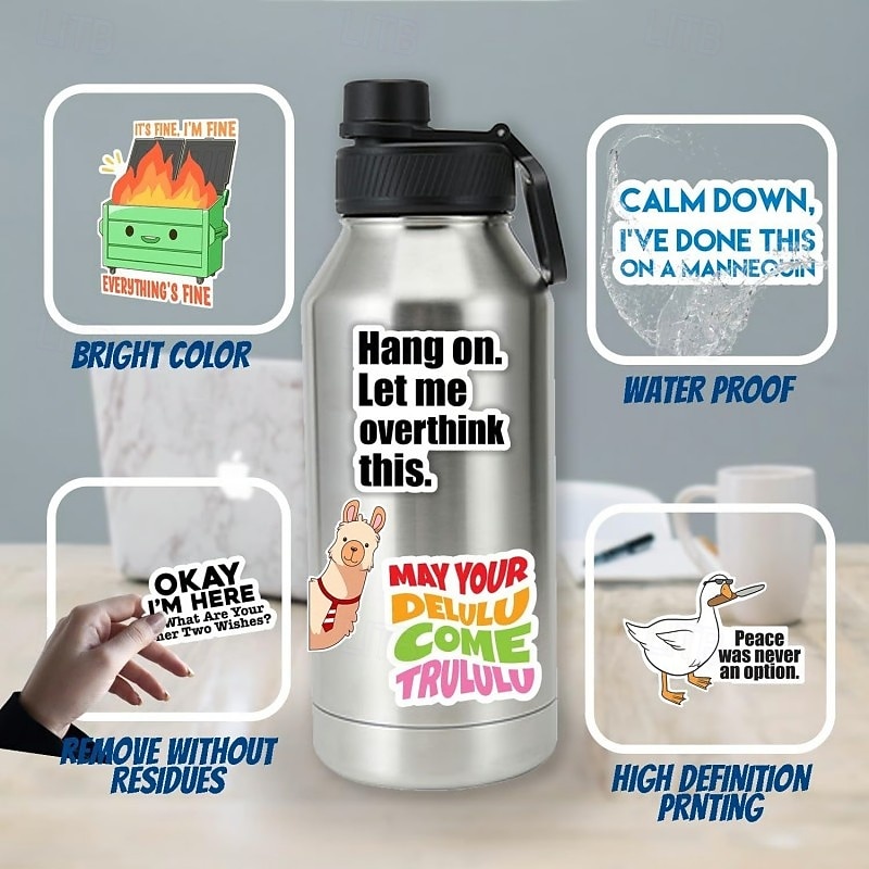 Set Of 130 Pcs Funny Saying Stickers Waterproof Vinyl Decals For Laptop Phone Guitar Skateboard Suitcase Scrapbook Journal Notebook Kids Toys Decoration 2025 - $9.99 –P9
