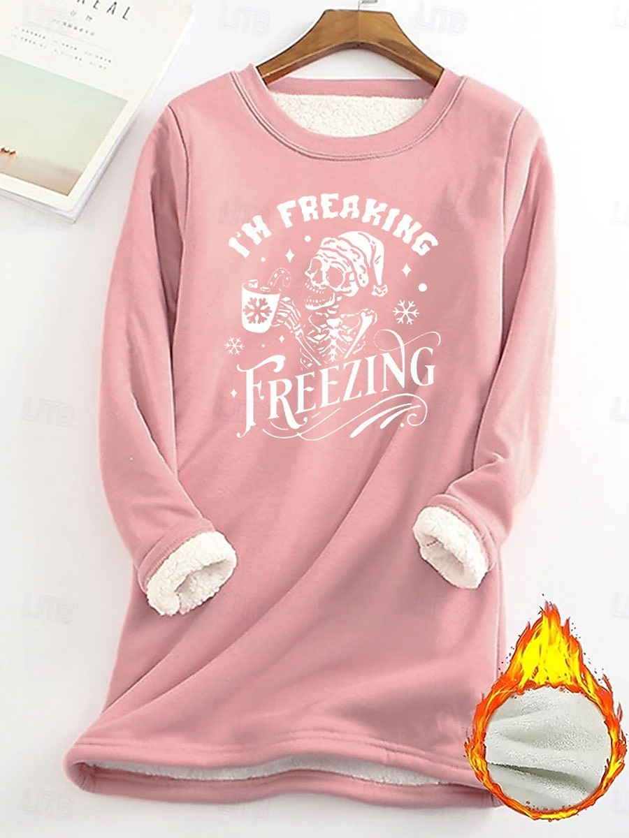 Femmes Sweatshirt Pull Graphique Lettre Chaud Occasionnel Flou manche longue Col ras du cou Col rond Hauts Réguliers Rue Occasionnel Rose Claire Noir Gris foncé Bleu Printemps Automne Hiver de 2025 ? $23.99 –P4