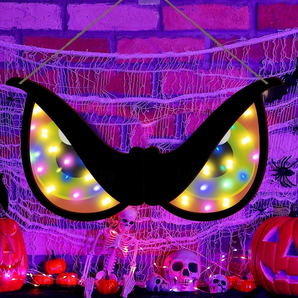 Halloween Decorations Spooky Eyes Lights 21 Inch Large Wooden Halloween Window Eye Lights with 8 Color Modes and USB/Battery Operated for Home Wall Window Trees Halloween Decor 2025 - $29.99 –P11