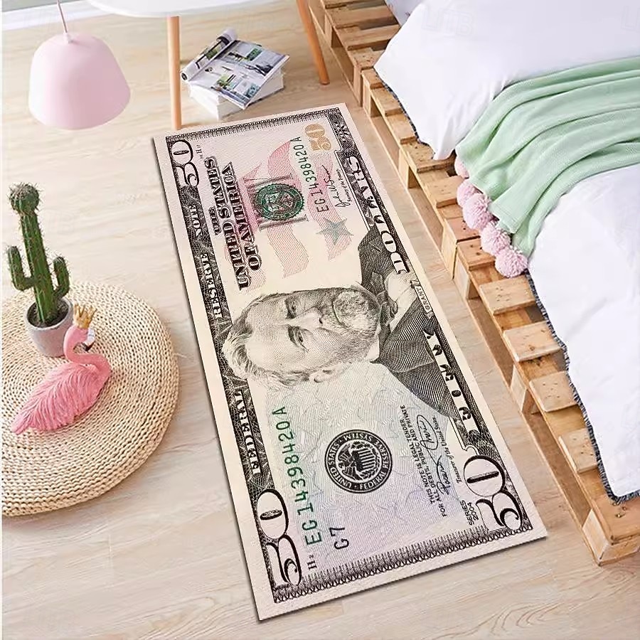 tapis créatif en forme de dollar, tapis de sol au design monétaire pour la cuisine, la chambre, la table de chevet, l'entrée et la décoration de la maison de 2026 ? $20.99 –P6