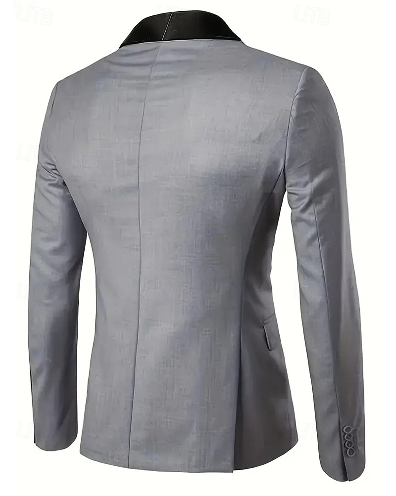 Herren Set Anzüge Anzugweste Geschäft Cocktailparty Hochzeitsfeier 3 Stück Mode Lässig Frühling Herbst Polyester Farbblock Tasche Knöpfe Bequem Einreihig Blazer Schwarz Weiß Burgunderrot Königliches 2025 - $79.99 –P9