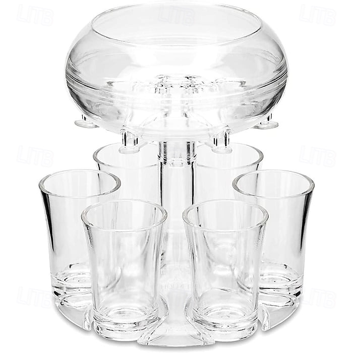 6 Shot Glass Dispenser and Holder Acrylic Liquor Dispenser Set with Cup Rack Durable Anti Drop Six Cup Pourer Perfect Bar Accessory Whiskey Vodka Drinkware Gift Set 2025 - $22.99 –P12
