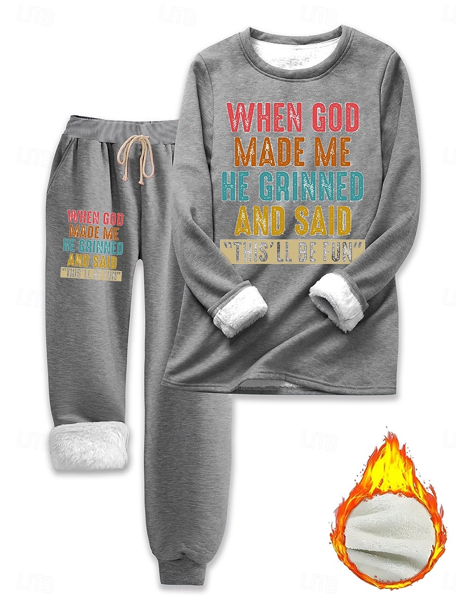 Femmes Élégant Chaud Mode Ensembles deux pièces Survêtement Ensembles de Pantalons manche longue Manche Évêque Col ras du cou Graphique Lettre Imprimé Extérieur Vacances Quotidien Noir Rose Claire de 2025 ? $44.99 –P5