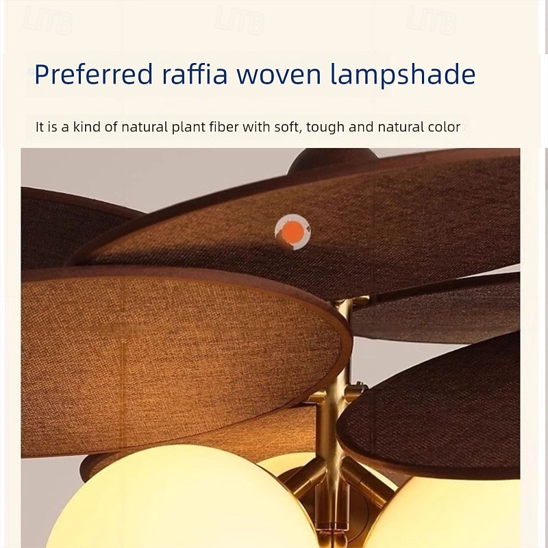 Lampadario a sospensione a LED, lampadario in rattan, lampadario moderno in oro, lampadario a sospensione vintage, lampadario a sfera con montaggio a filo sul soffitto, 110-240 V, 110-265 V del 2025 a $249.99 –P8