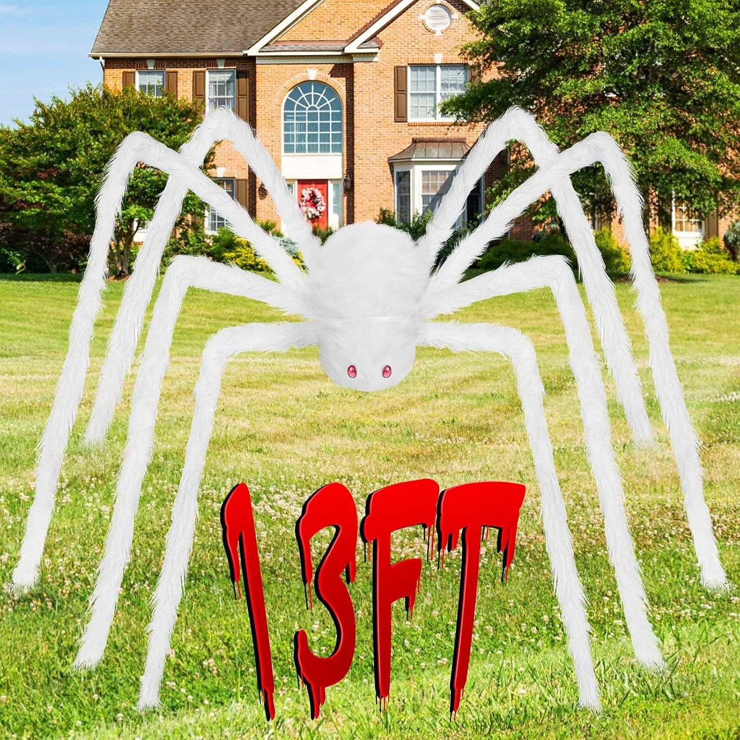 gigantisk halloween hårete edderkopp realistisk skummel hvit edderkopp rekvisitter dekorasjon for innendørs og utendørs dekorasjon 2025 - $9.49 –P4