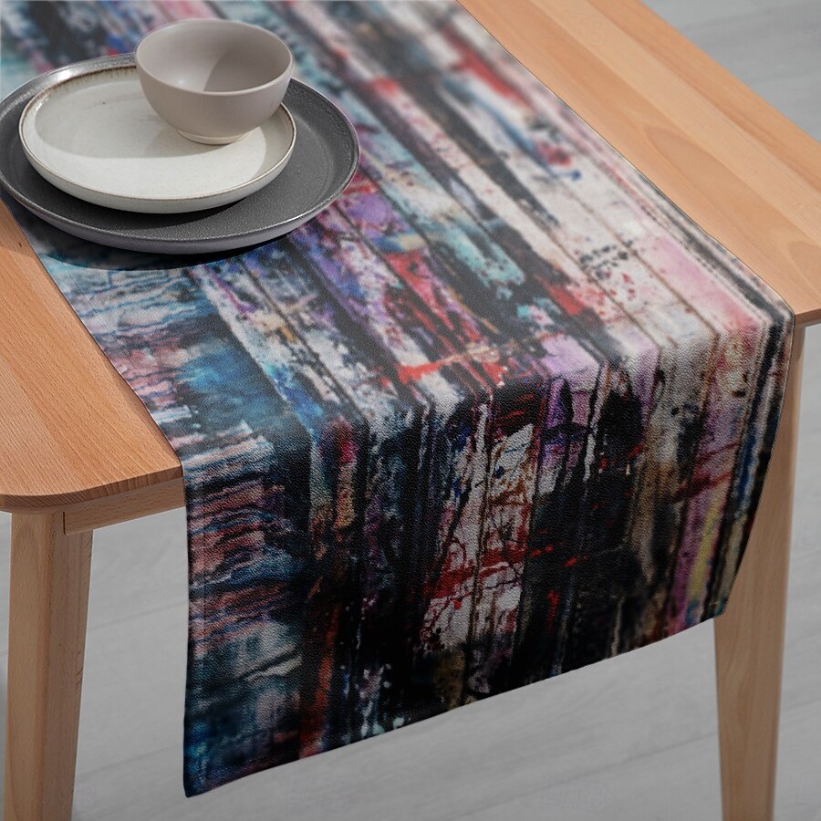 1 шт. Прямоугольная скатерть в стиле граффити - декоративный столовый флаг для ресторана банкета дома и мероприятий 2025 - $11.49 –P7