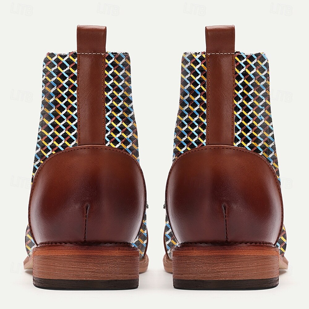 Homens Botas Caminhada Pele PU Tecido Jacquard Confortável Antiderrapante Respirável Botas / Botins Com Cadarço Marron Outono Inverno de 2025 por $46.99 –P5