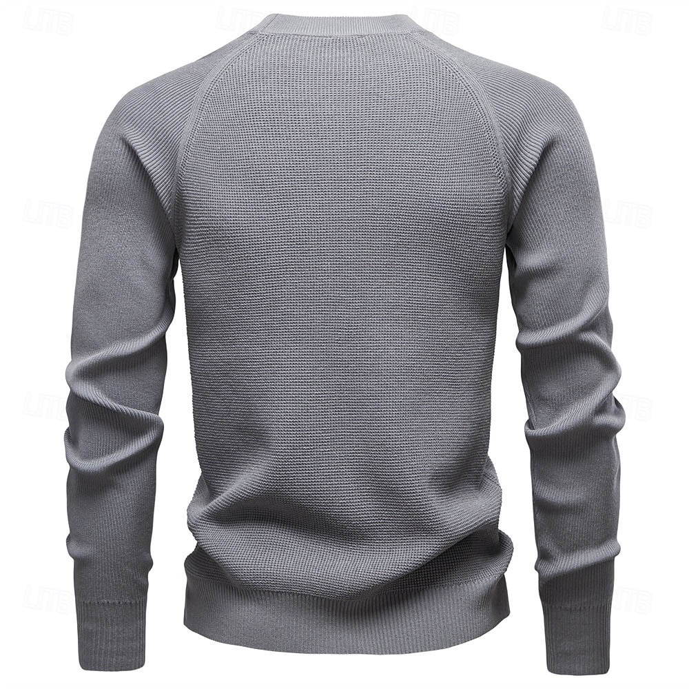 Herre Pullover genser Vaffelstruktur Strikke Crewneck عادي Crew-hals Årgang Kul Skole Feriereise Klær Raglan Ermer Vår Høst Mørk Marineblå Kakifarget S M L 2026 - $35.99 –P18